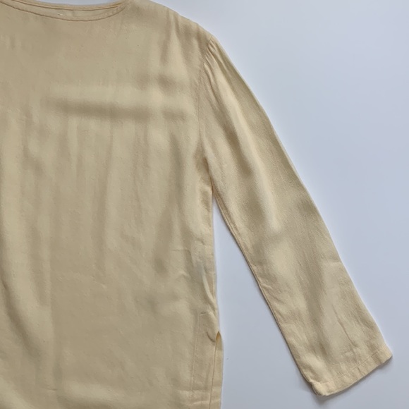 Black Crane Long Sleeve Slit Top Cream Small - Picture 8 of 14